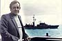 Oleg M.Aleshchenko on the desk of a ship equipped with "Zvezda" hydroacoustic system, watched by the french frigate. 1986